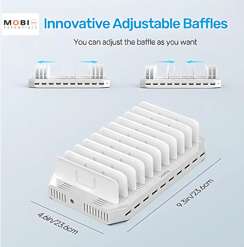 Station de chargement à 12 ports USB - avec séparateurs ajustables