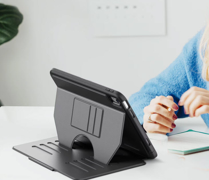 Etui Protection Intégrale en cuir noir avec couvercle intelligent