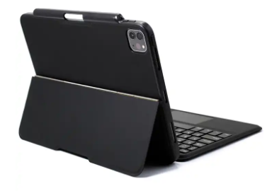 iPad folio case with Bluetooth keyboard and stylus holder