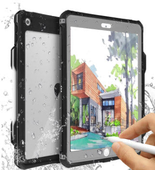 Robust iPad 10.2 water resistant case + shoulder strap + pencil holder