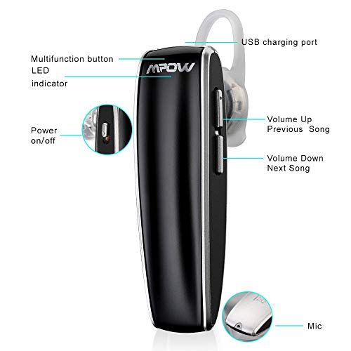 Oreillette Bluetooth 4.0 avec technologie de réduction du bruit et du son HD