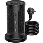 2024 Tour de chargement multi-prises - 12 prises + 2 USB + 1 Type C avec cable de 2 mètres