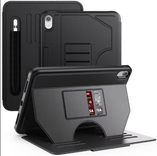 Etui Protection Intégrale en cuir noir avec couvercle intelligent