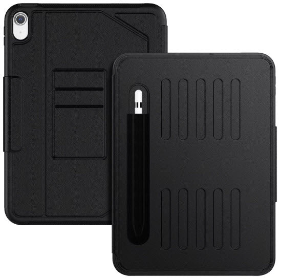 Etui Protection Intégrale en cuir noir avec couvercle intelligent