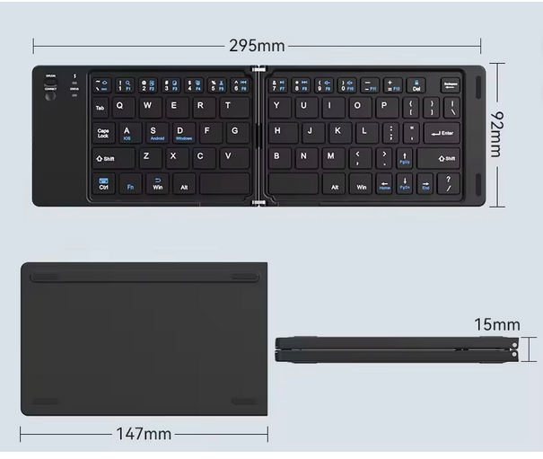 Clavier pliable Bluetooth avec support mobile inclus