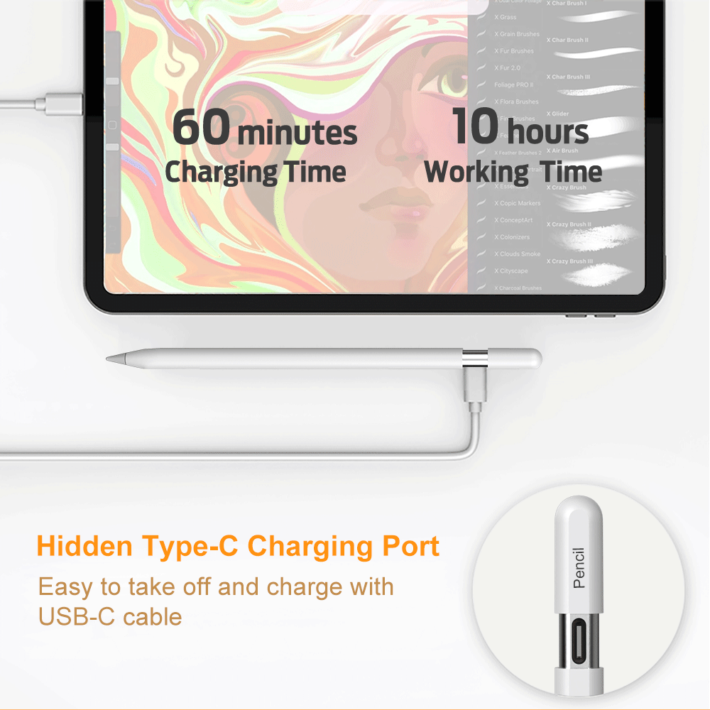 Stylet iPad magnétique précis – Recharge magnétique + USB-C