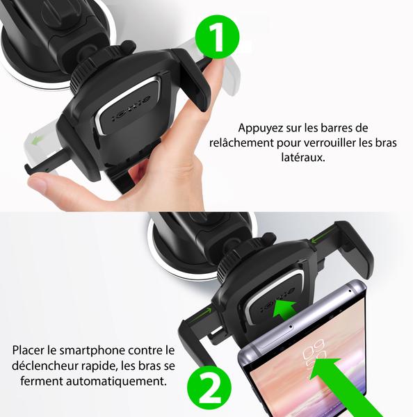 Black universal phone support and windshield