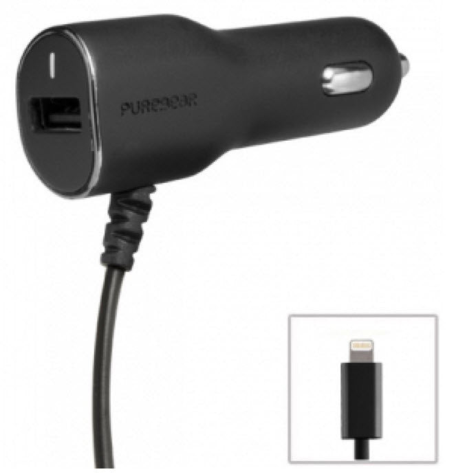 Puregear Auto Charger 3.4A with Lightning + Extra USB connector