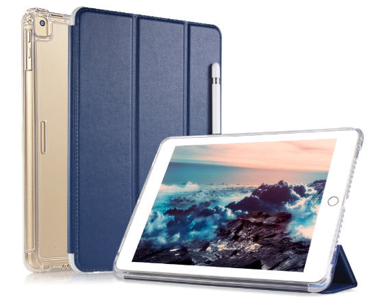IPAD case with transparent back, reinforced corners and shot holder