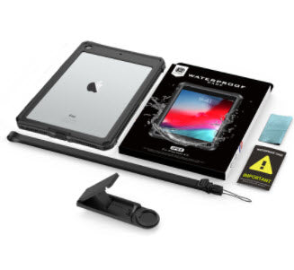 Étui robuste iPad 10.2 à l'épreuve de l'eau + courroie d'épaule + porte-crayon