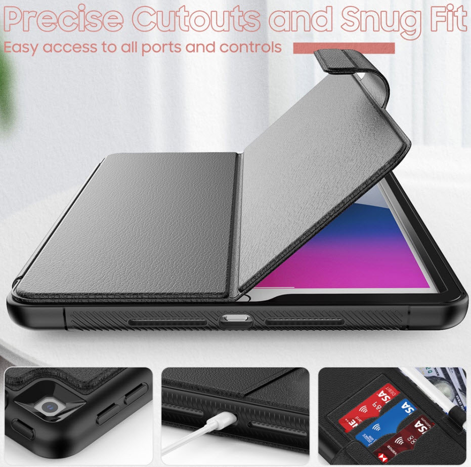Full Protection Black Leather Case with Smart Cover