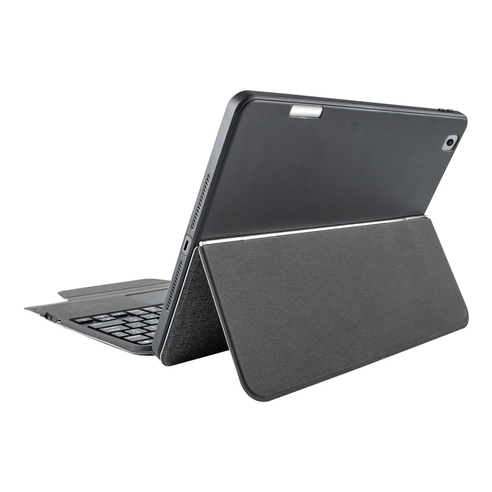 iPad folio case with Bluetooth keyboard and stylus holder