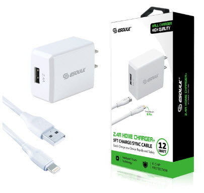 2.4A wall charger + high speed cable