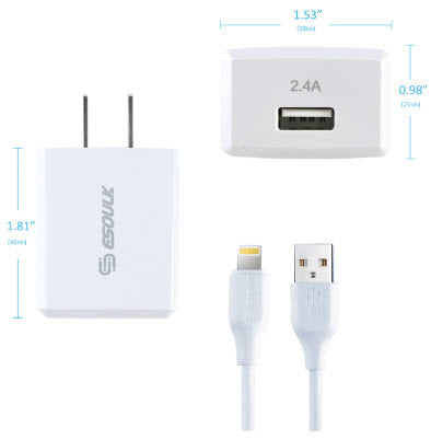 Chargeur mural 2.4A + Cable haute vitesse