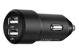 Chargeur d'auto Double-USB 2.1 mAh avec câble - Noir