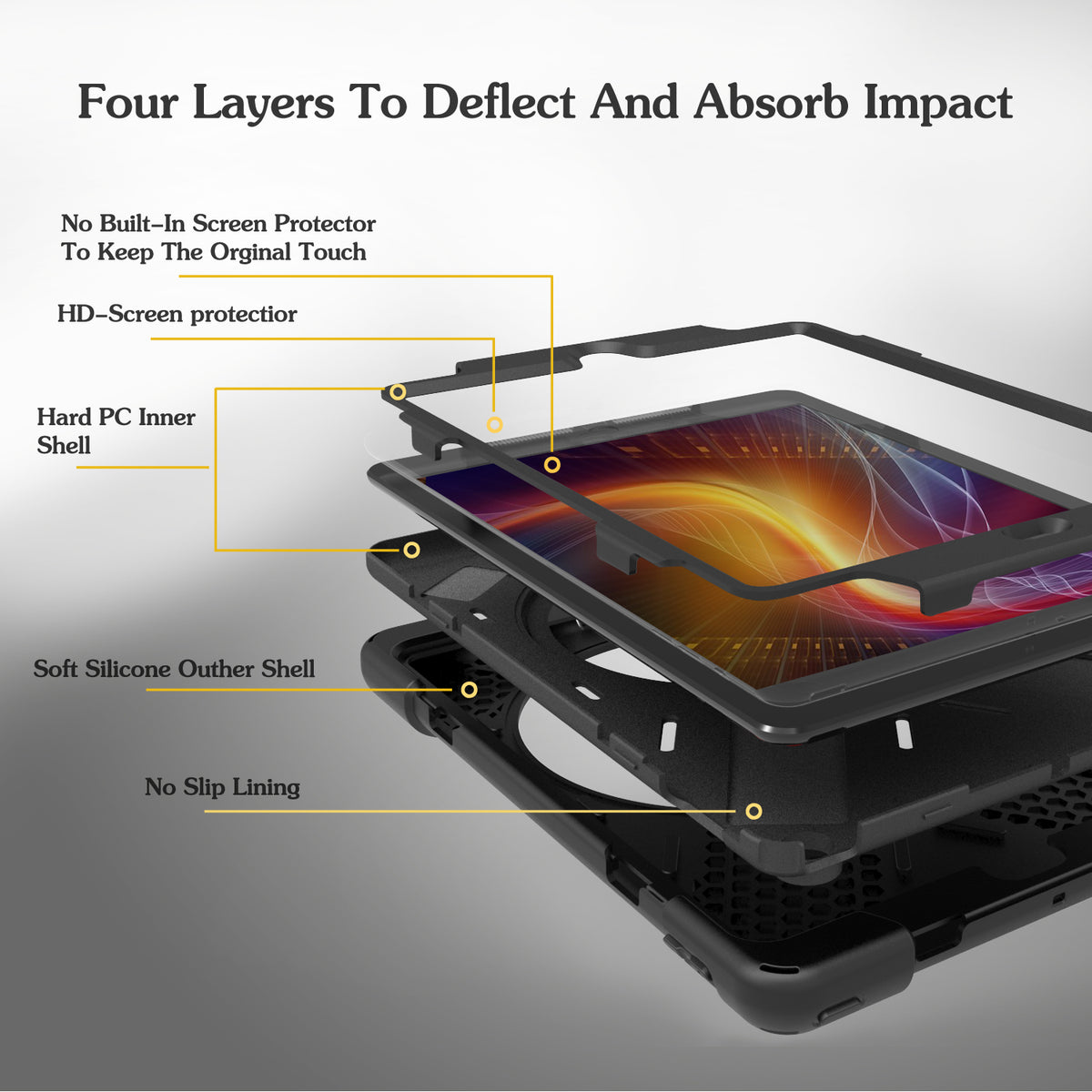 Ipad case with 360 degree rotary crutch